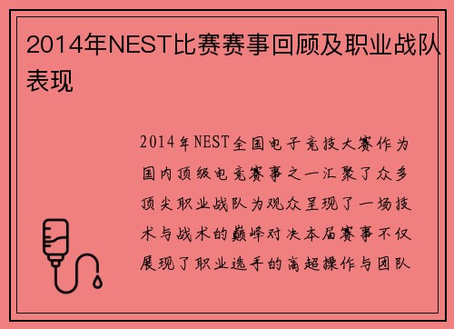 2014年NEST比赛赛事回顾及职业战队表现